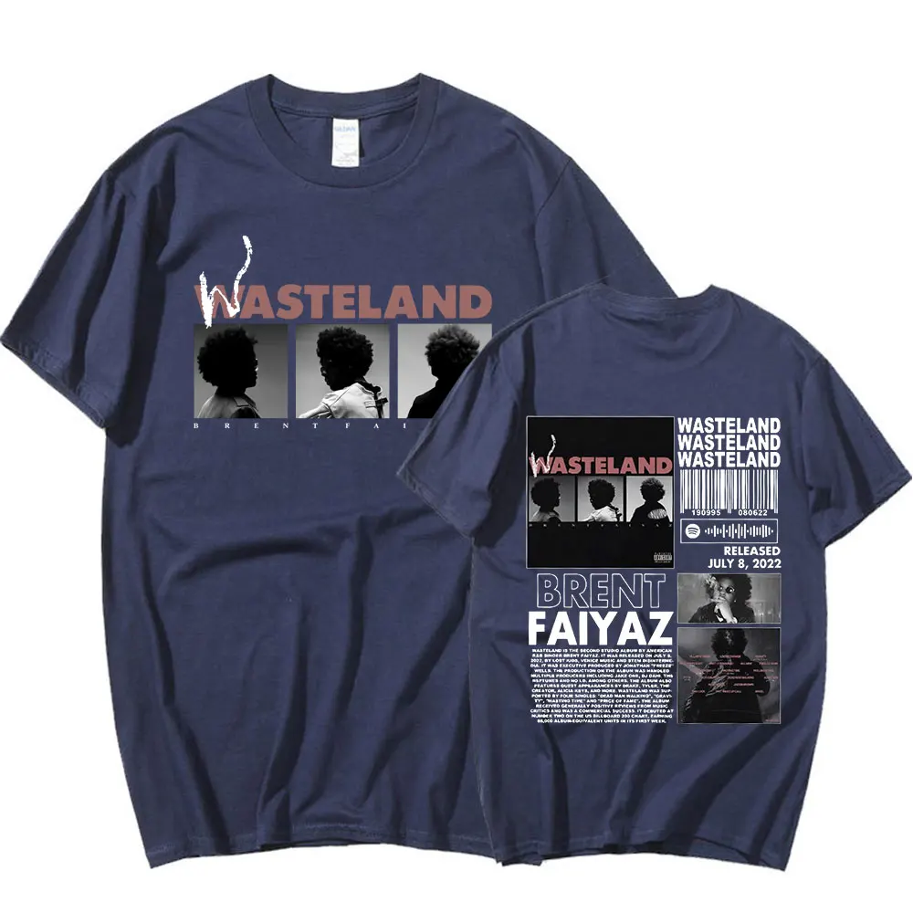 Rapper Brent Faiyaz Music Album Wasteland Print T-shirt Men's Hip Hop Vintage Gothic Oversized Short Sleeve T-shirts Streetwear