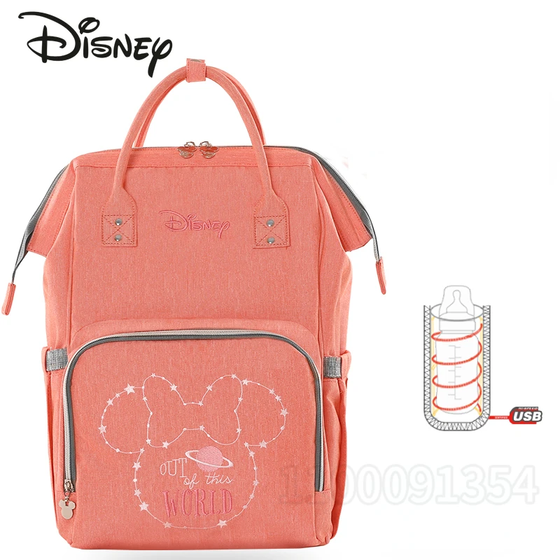 Disney-mochila de Mickey para pañales, bolso de bebé Original de marca de lujo con dibujos animados, mochila multifunción USB