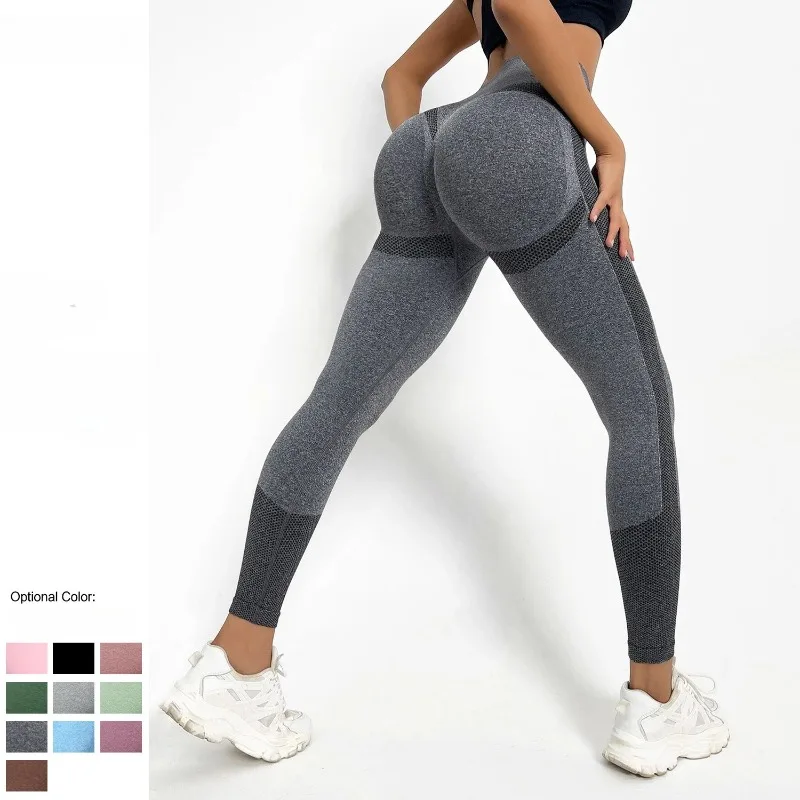 2025 nuevo sin costuras melocotón cadera Yoga cintura alta y levantamiento de cadera crisantemo melocotón apretado elástico pantalones de mujer deportes al aire libre