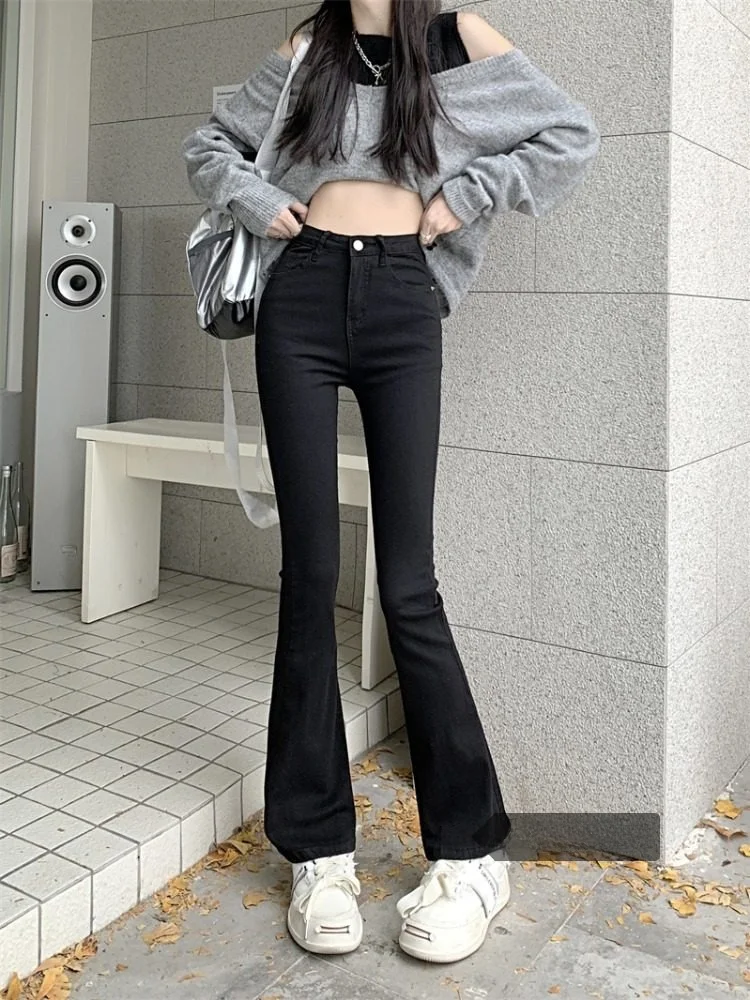 

Эластичные облегающие повседневные джинсы с высокой талией и девятью очками, женские зимние новые повседневные джинсы с эластичным колокольчиком