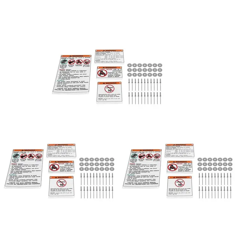 3X For Warning Decals Stickers Labels Aluminum Backed Raptor Blaster Banshee