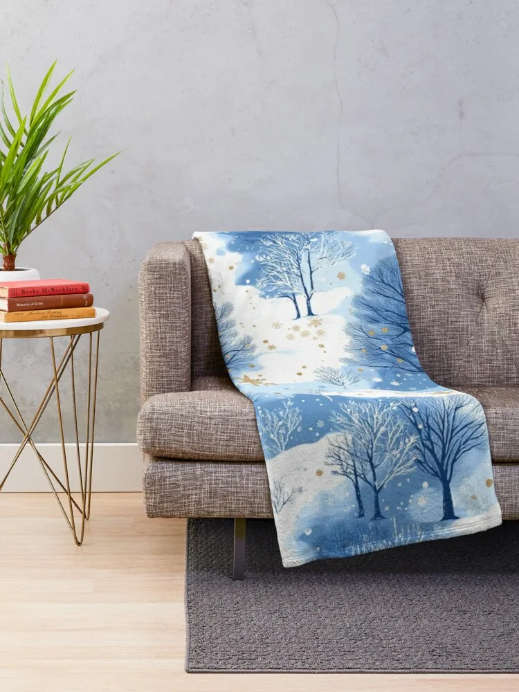 Blue and White Fairytale Christmas by NoarusRainbowLand - Dreamy Holiday Designs Throw Blanket cosplay anime Furry Blankets