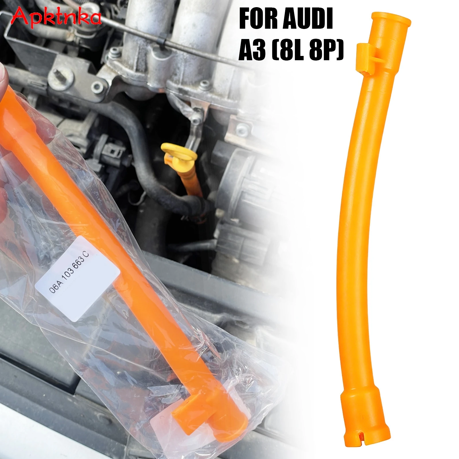 For AUDI A3 8L 8L1 8P 8P1 MK1 MK2 1996 -2013 Transmission Engine Oil Level Dipstick Guide Tube Funnel Pipe 06A103663C