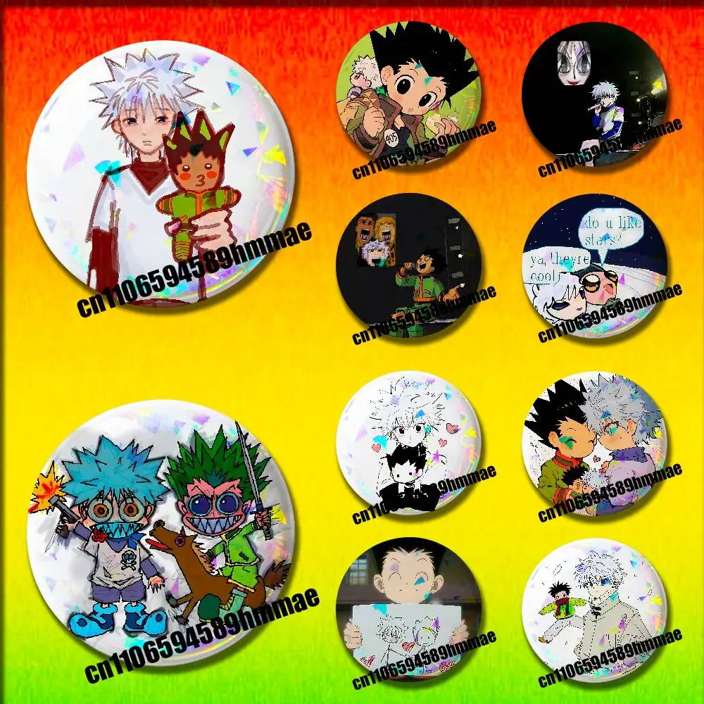 H-Hunter X Hunter Killua Gon Round Pins Insignia Badge Cover Ornament 58mm 32mm Brooch Button Cosplay