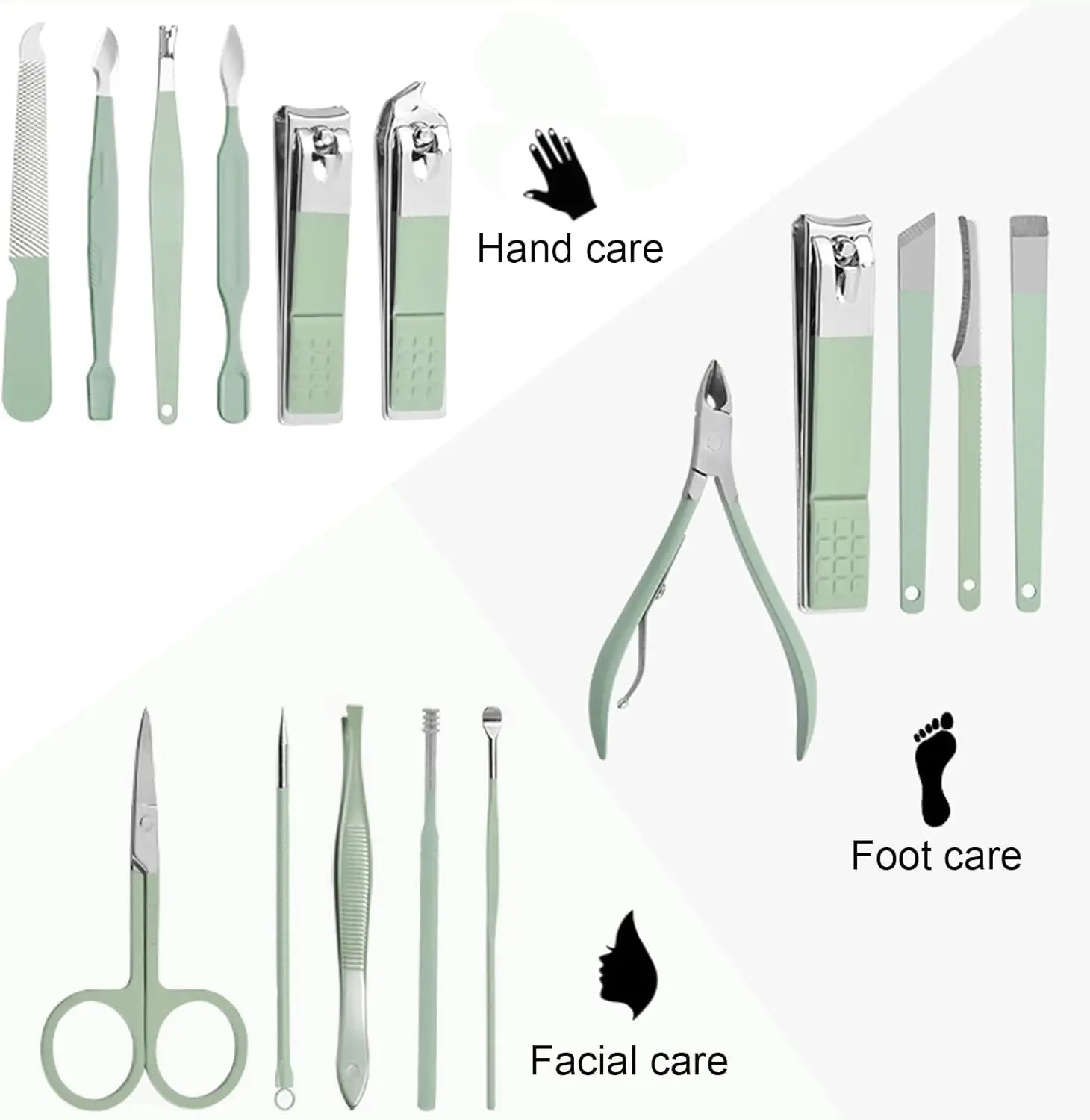 Juego de manicura Kit cortaúñas 16 piezas Kit de pedicura profesional de acero inoxidable para mujeres Herramientas para el cuidado de uñas con bolsa de viaje