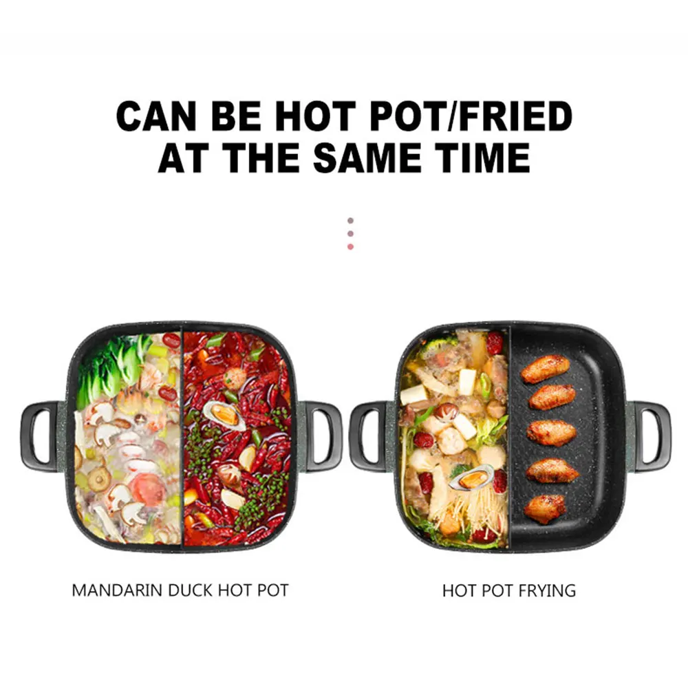 1360 W 220 V elektrischer Kochtopf, doppelte Suppentöpfe, Shabu-Kochgeschirr, Küche, Innenbereich, rauchfreie Töpfe, antihaftbeschichtete Herde, 5 l