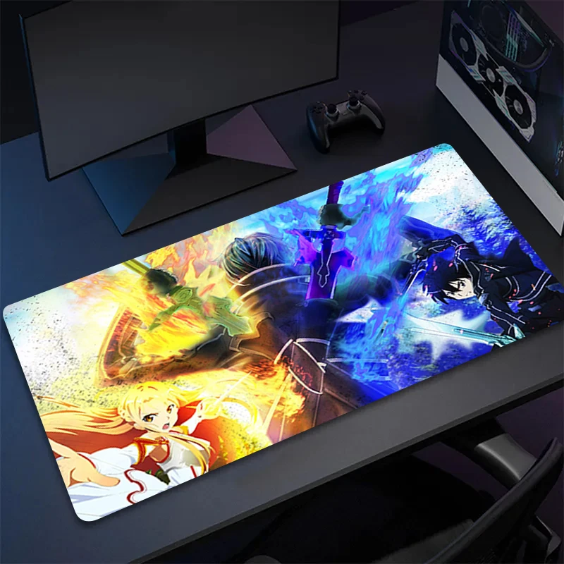 80x30CM Gamer Large Rubber Durable Locking Edge Gaming MousePad Sword Art Online SAO Anime Mousepad Laptop Desk Mat Keyboard Pad