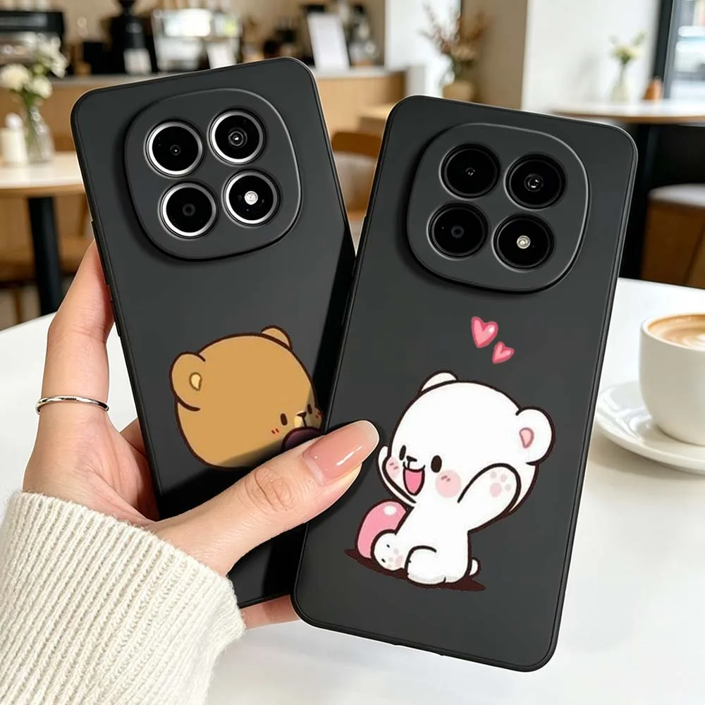 Cute Couple Bear Pattern Phone Case For Xiaomi Mi Poco X8 X7 X6 X5 X4 M8 M7 M6 M5 F8 F7 F5 Pro Black Soft Silicone Cover