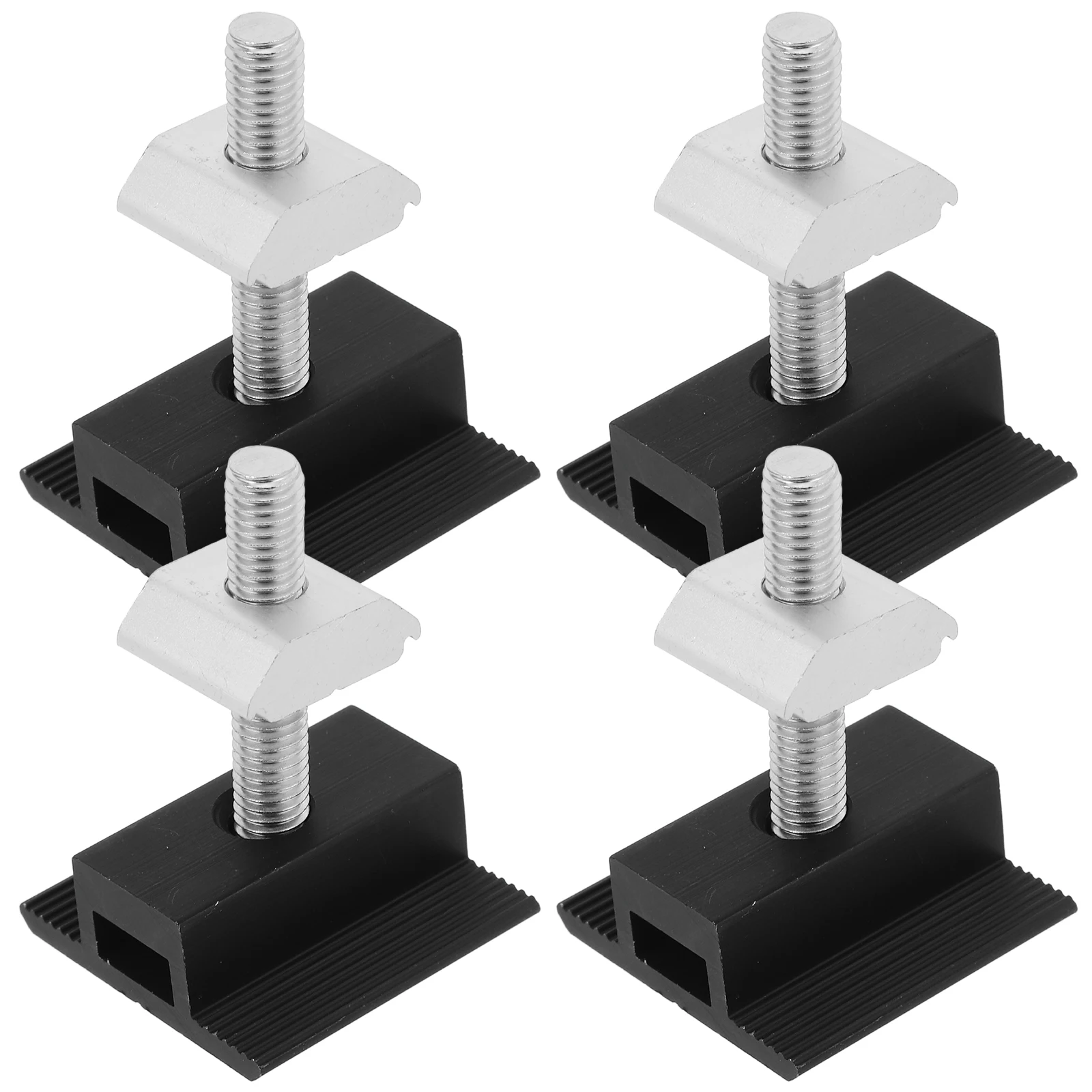 

4pcs Solar Panel Mid Clamps Aluminum Alloy Silver Pre-Drilled Holes For Rv Boat Caravan House Roof Mounting Bracket Hardware Kit