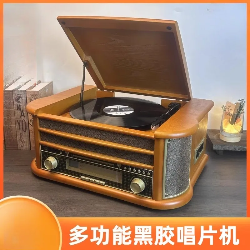 Classic Retro Vinyl Record Player Nostalgic Record Player CD Tape Recording Multi-function Machine Bluetooth Speaker