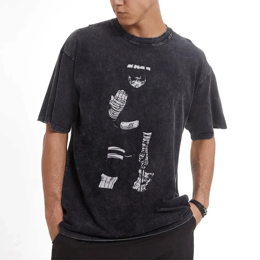 

IPPO SPAR Vintage Loose T-Shirt Naruto Gale Y2k Men T-shirt Shirts Clothing Top Men Anime Cotton Retro Washed T-shirt