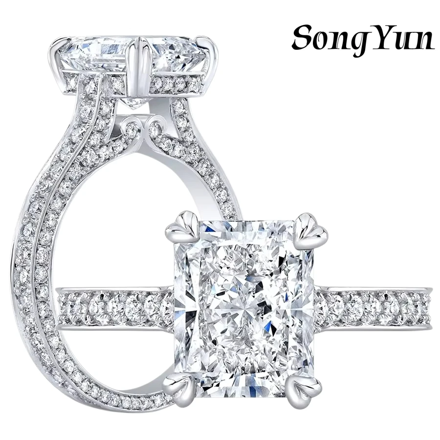

SongYun Luxury Jewelry 925 Sterling Silver Ring Band High Carbon Diamond Gemstones Designer Women s925 Silver Rings Accessories