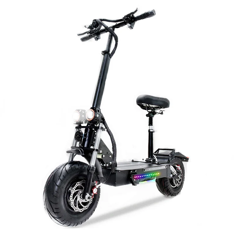 Powerful Foldable 60v 5600w 6000w dual motor 13inch fat tires 25-40Ah lithium battery electric scooter with seat for adults