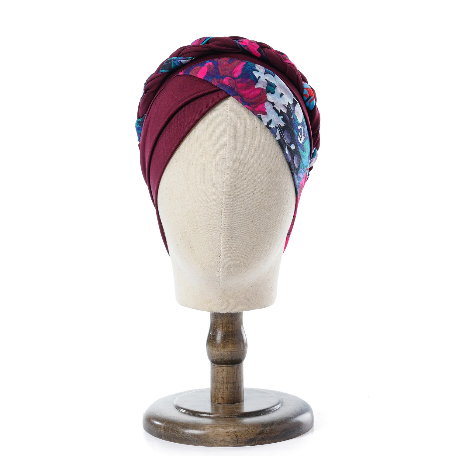 Frauen Rüschen Muslimischen Turban Druck Blume Knoten Kopftuch Islamischen Innere Hijab Caps Chemo Kappe Haarausfall Plissee Kopf Wrap Turbante – Detail 7