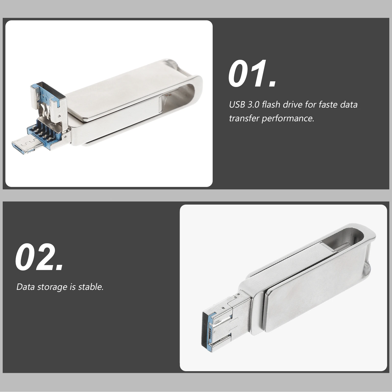 

16Gb Usb 3.0 Flash Drive Type-C Rotating Metal Alloy U Disk For Fast Transfer Stable Storage 16G Usb Disk