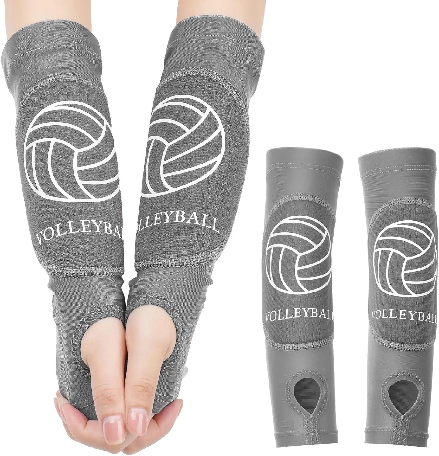

2pcs Volleyball Arm Sleeves Passing Hitting Forearm Sleeves with Protection Pads and Thumb Hole