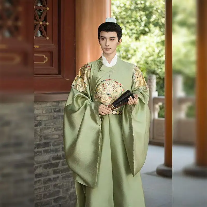 Ancient Bridegroom Uniform Traditional Chinese Clothing Dark Pattern Gold Woven Dragon Hanfu Vintage Wedding Halloween COS Suits view 5