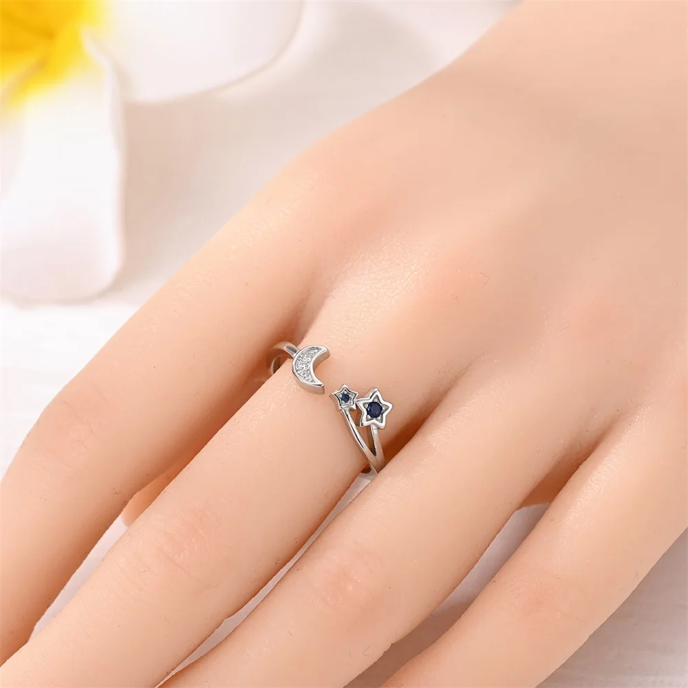الأصلي المرأة الحد الأدنى واسعة السماء المرصعة بالنجوم القمر والنجوم خواتم مجوهرات الذكرى عيد ميلاد موضة هدايا للفتيات الأم زوجة