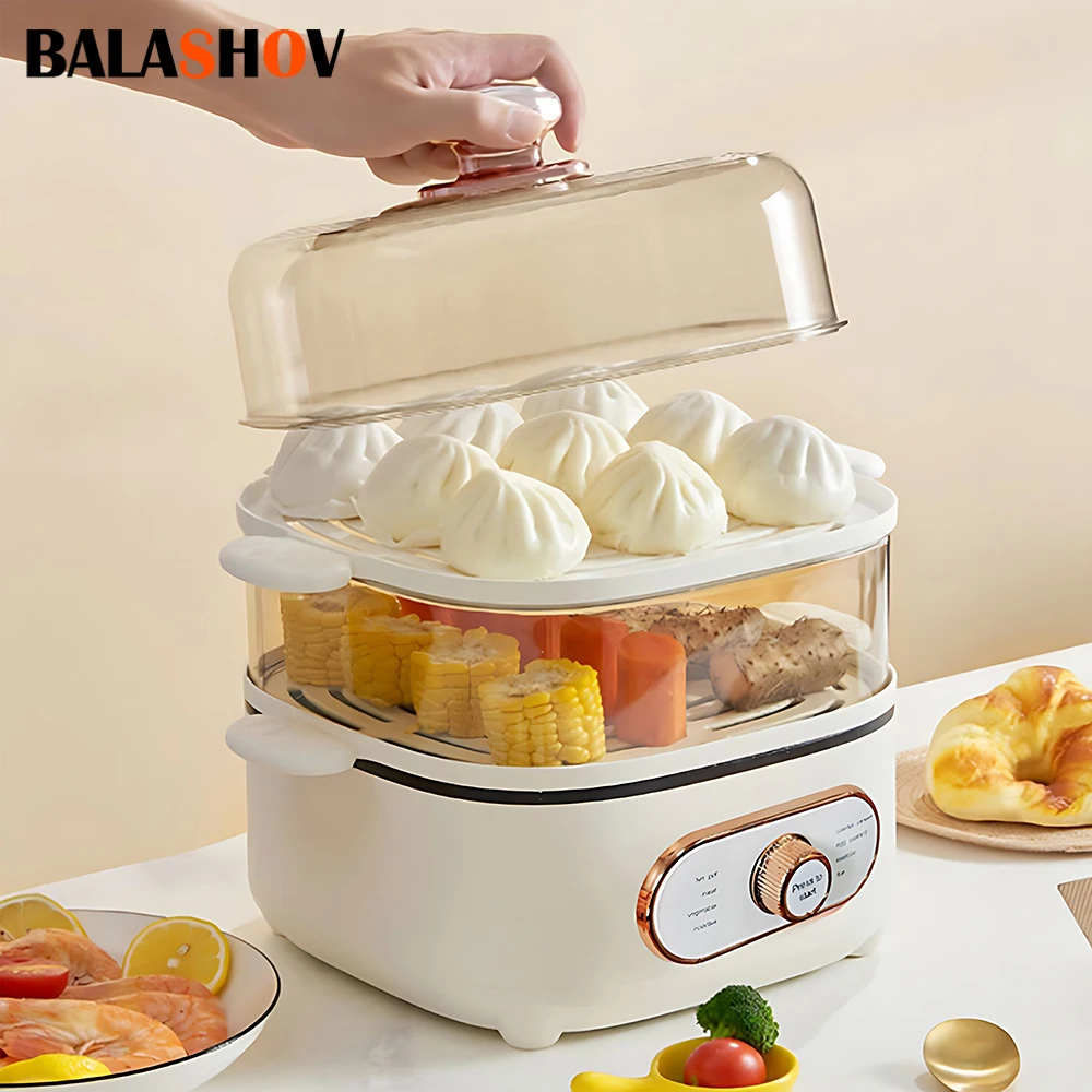 

Electric Food Steamer 10.5L Large Capacity 2-layer Multi Cooker Steamer Box Household Pan Warmer Steamer Breakfast Machine