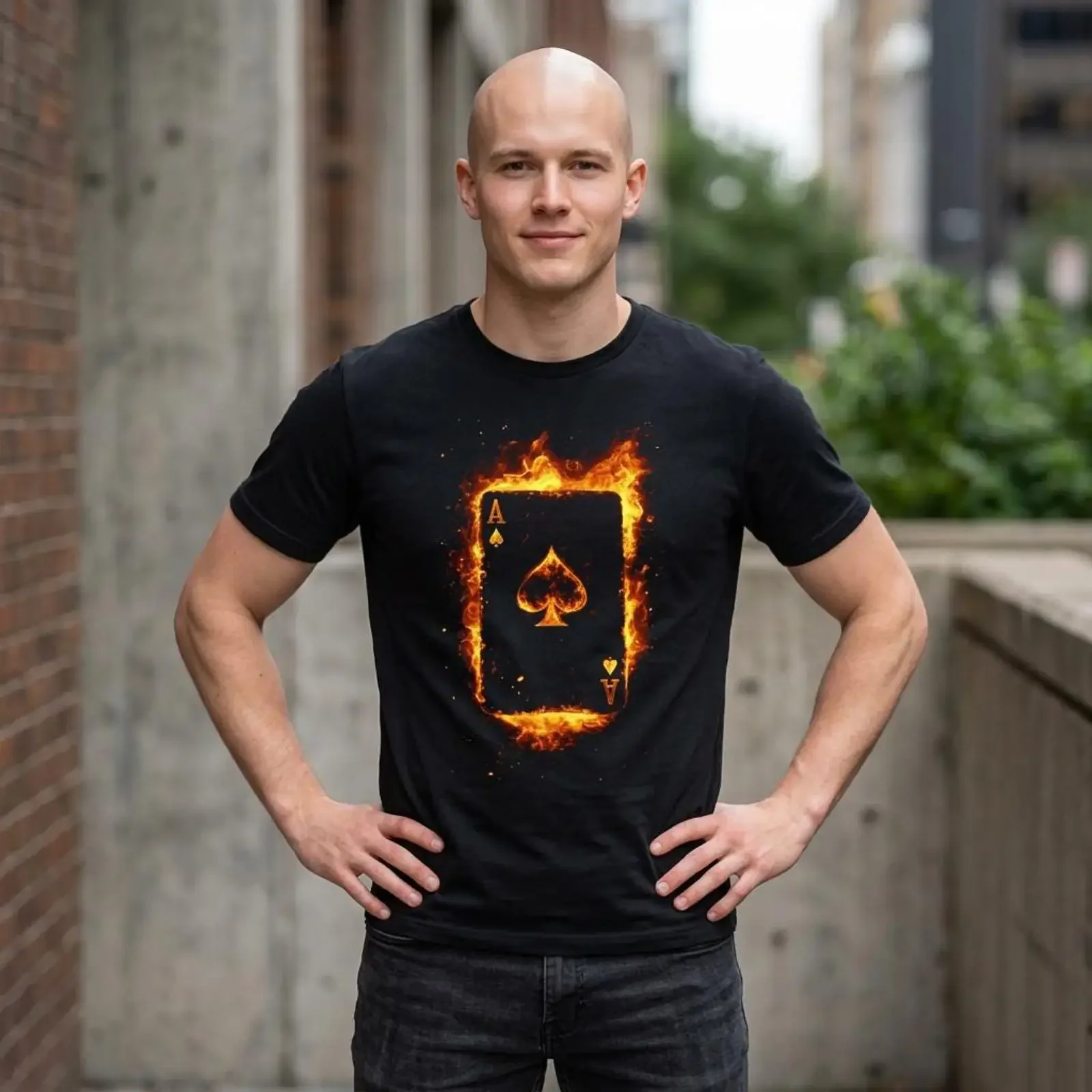 Flaming Ace of Spades T Shirt Poker Player Casino Gambling Card Game Lover vintage Washed Slightly Top For Everyday Wear