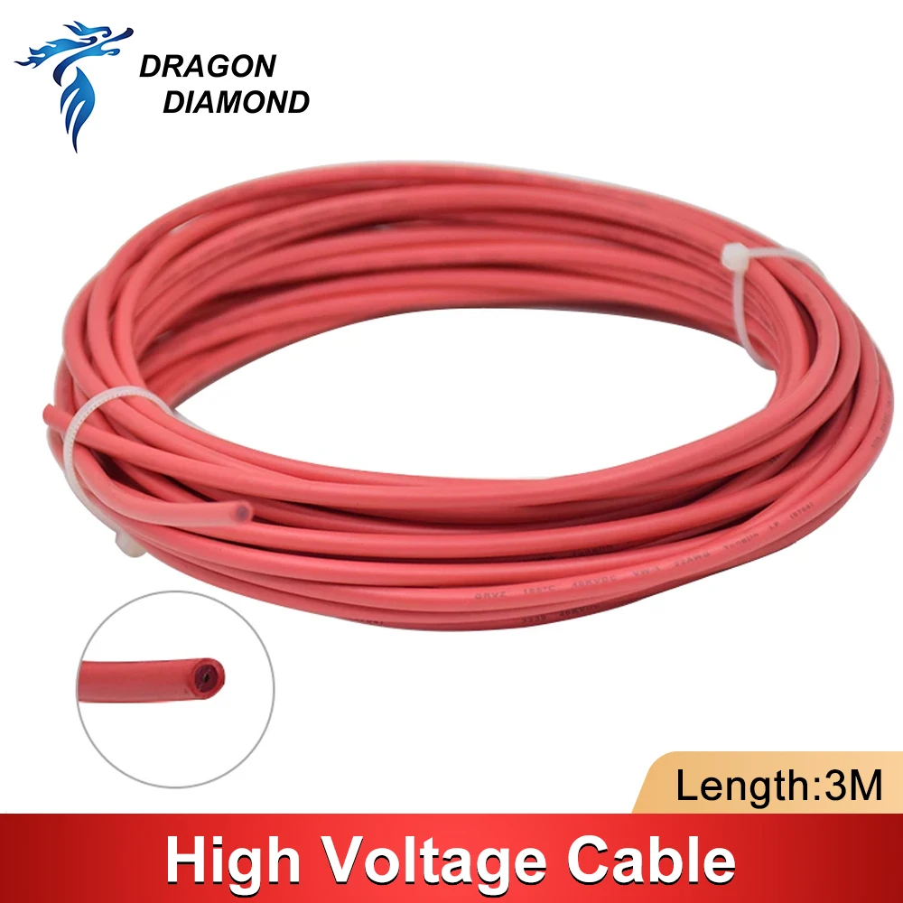 Cable de alto voltaje rojo positivo para fuente de alimentación láser CO2 y tubo para máquina cortadora de grabador láser