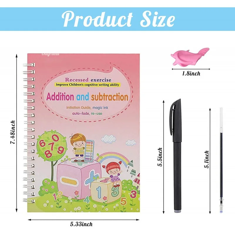 4PCS Magic Copybook Drawing Toys Kids Montessori Reusable Pen Control Training Writing Sticker Learning Educational Toy Children
