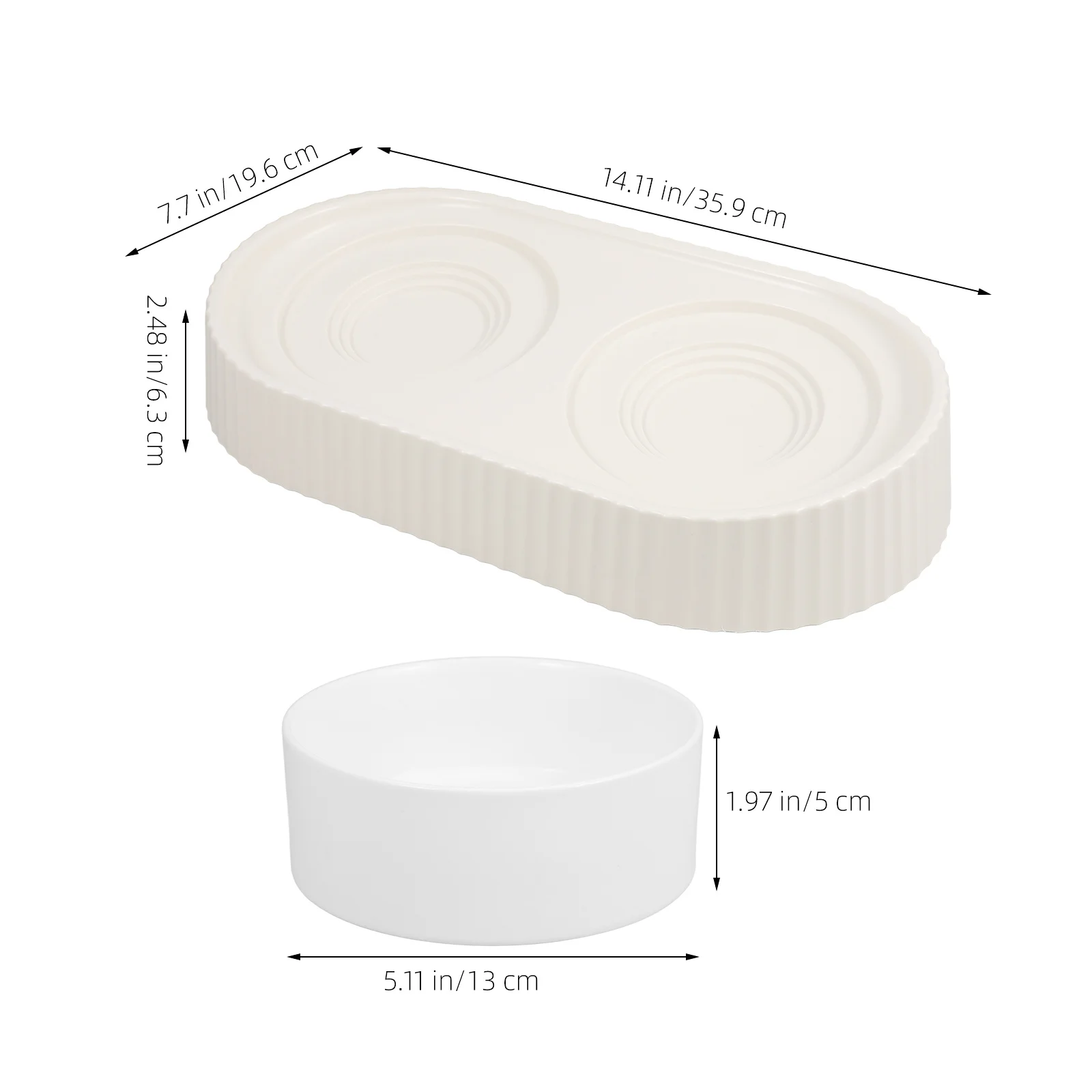 

1 Set Cat Water Elevated Pet Feeder Raised Cat Bowl For Indoor Cats Tilted Design Ceramic Food Bowl Double Set Medium Dog Kitten