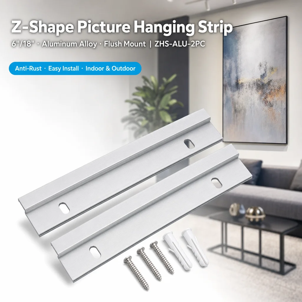 2PCS Z-Shaped Aluminum Alloy Pendant Bracket for Wall Panel Picture Hanging Artwork Display 6/18 Inch Home Improvement Hardware