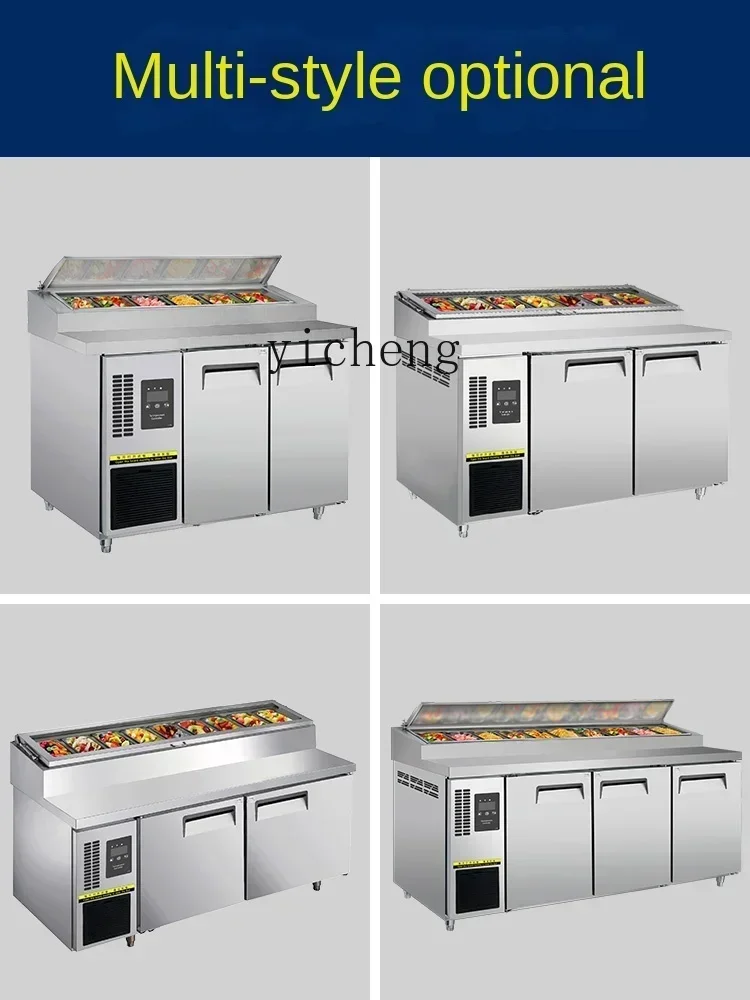 Refrigerated Pizza Control Console Refrigerator Commercial Pizza Scattering Granules Workbench Salad Preservation Freezer