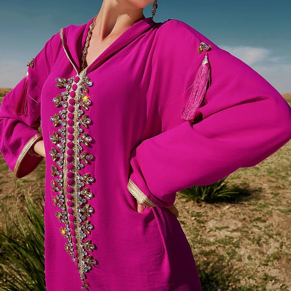 Femme Musulmane Vestido Eid Djellaba Ramadan Donne musulmane Maxi abito con cappuccio Abaya Turchia Caftano Islam Jalabiya Caftano Dubai Robe