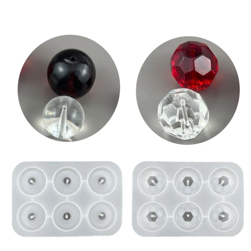 DIY 20/25/30mm okrągły koralik silikonowa forma z otworem kaboszon zawieszki Charms forma żywiczna naszyjnik bransoletka biżuteria