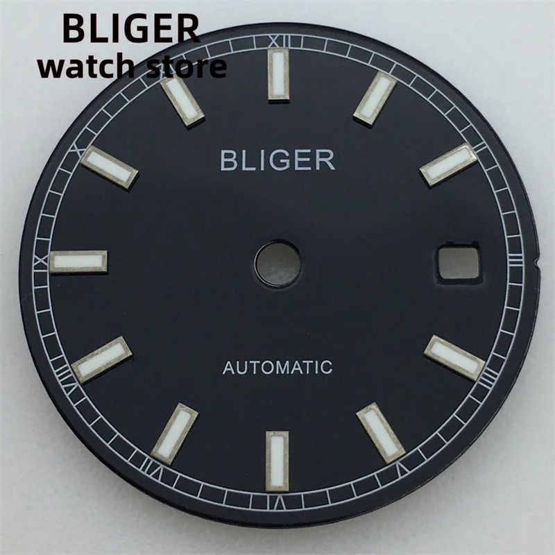 Bliger-esfera redonda de 29,2mm para hombre, Kit de fecha ETA 2824/2836 Miyota 8215/8205/821A, reloj deportivo para hombre, piezas de placa nocturna, negro, blanco, azul