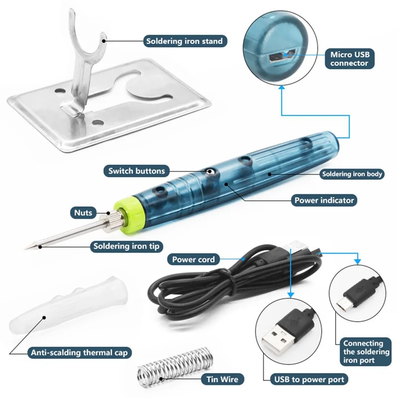 A51M-USB Electric Soldering Iron 5V Low-Voltage Electric Soldering Iron Suit USB Electric Soldering Iron Kit