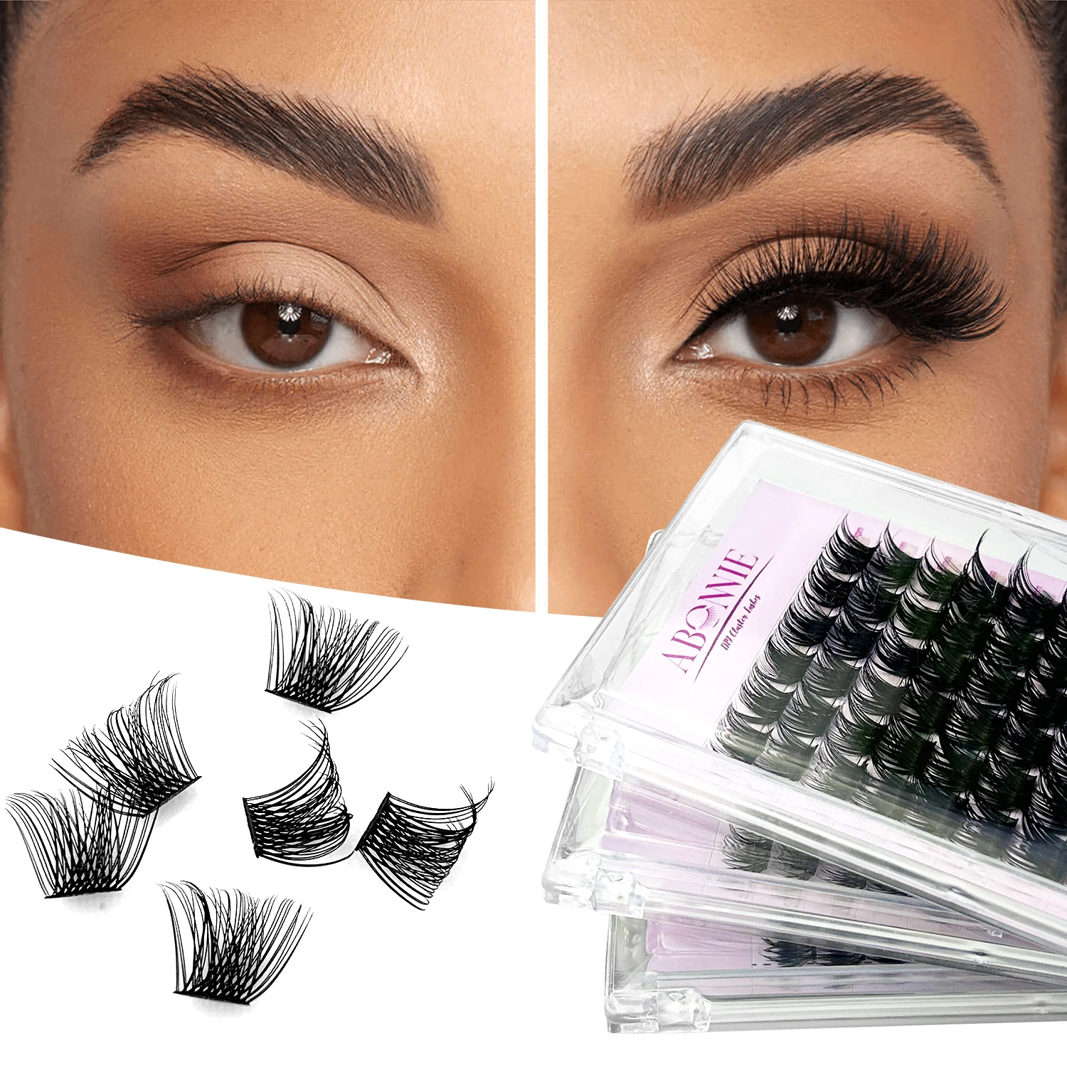 ABONNIE 30D/40D/60D/80D Mix C D Curl Bunches Individual Lash Extensions Clusters Lashes Soft Natural False Eyelashes