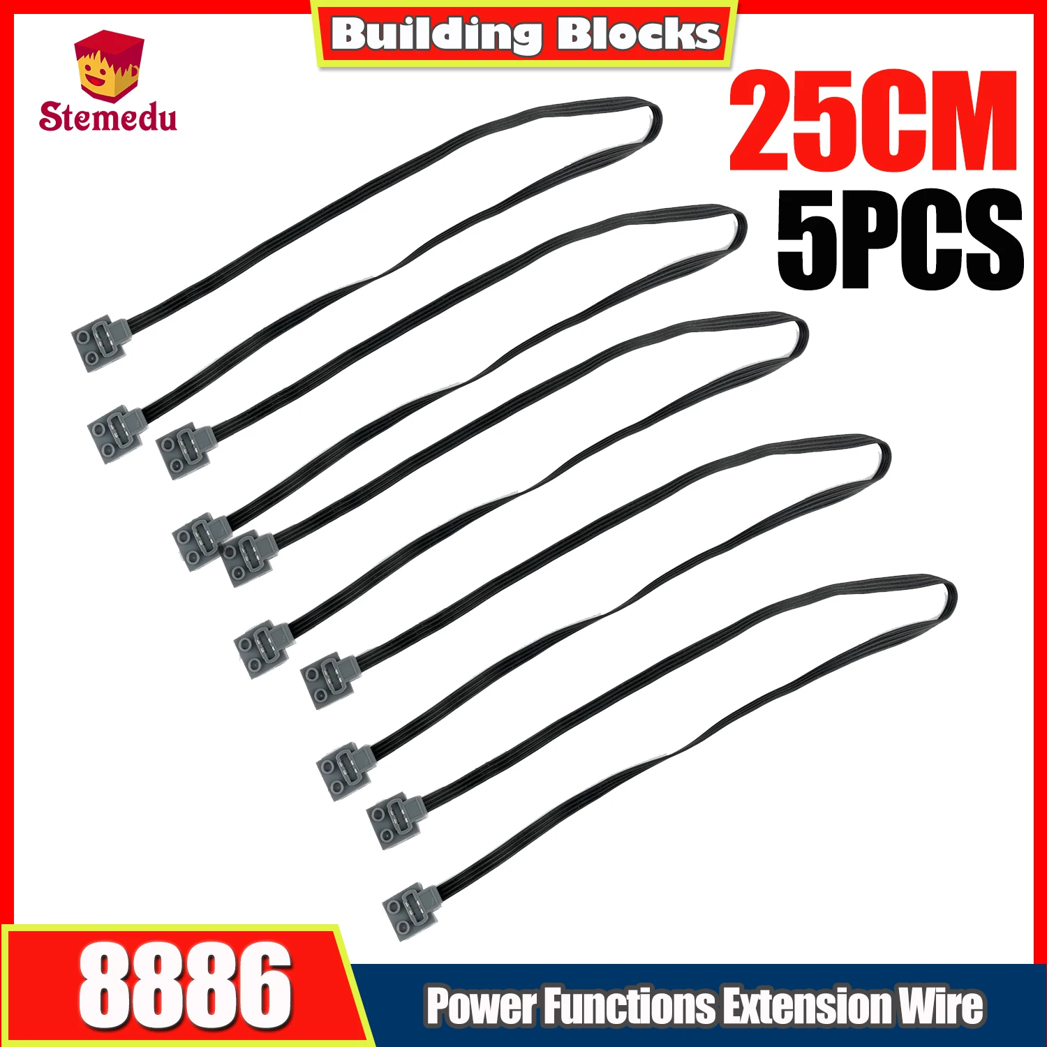 5pcs 25cm Long Extension Wire Power Function Motors Extension Cord for 8871 8886 8293