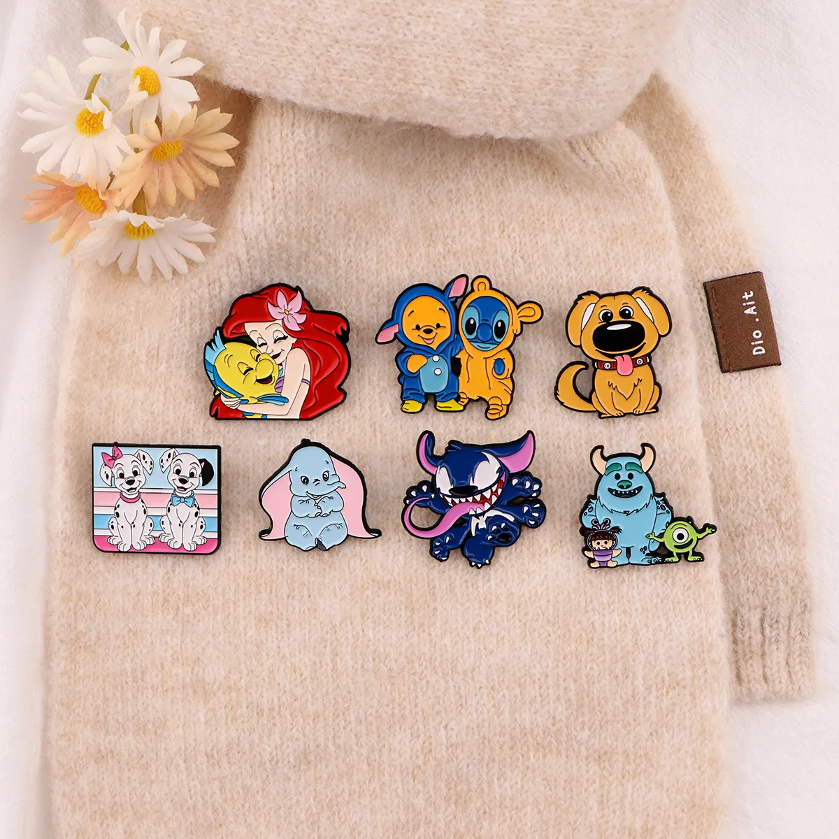 Disney Cartoon Cute Brooch Ariel Stitch Monsters University Enamel Pins for Backpack Bag Gifts for Fans