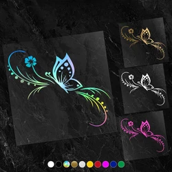 Fashion Butterfly Flowers Car Stickers Decoration Floral Art Reflective Vinyl Decals Car Motorcycle Decoration Accessories