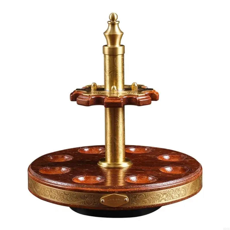 

360 Rotating Pipe Rack Natural Copper Display Holder with 8 Pipes Design for Home Office Desktop Decoration B03E