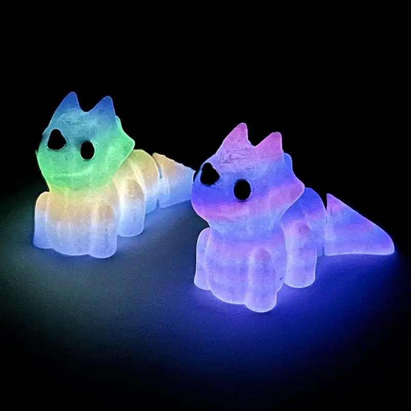 3D Printed Mini Triceratops Figurines Dinosaur Fidget Toy Kids Triceratops Animals Figures Model Toys Cute Glowing Dinosaur Toy