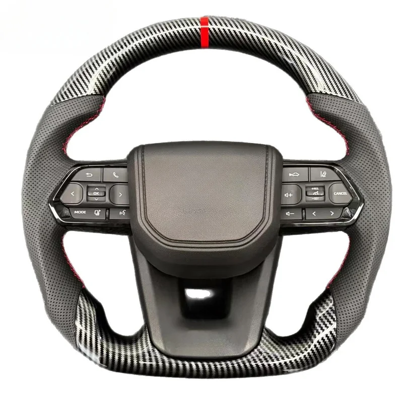 For Toyota LC Alphard 80 Series Hilux Land Cruiser Crown Modified Carbon Fiber Steering Wheel With Steering Wheel Horn Cover view 4
