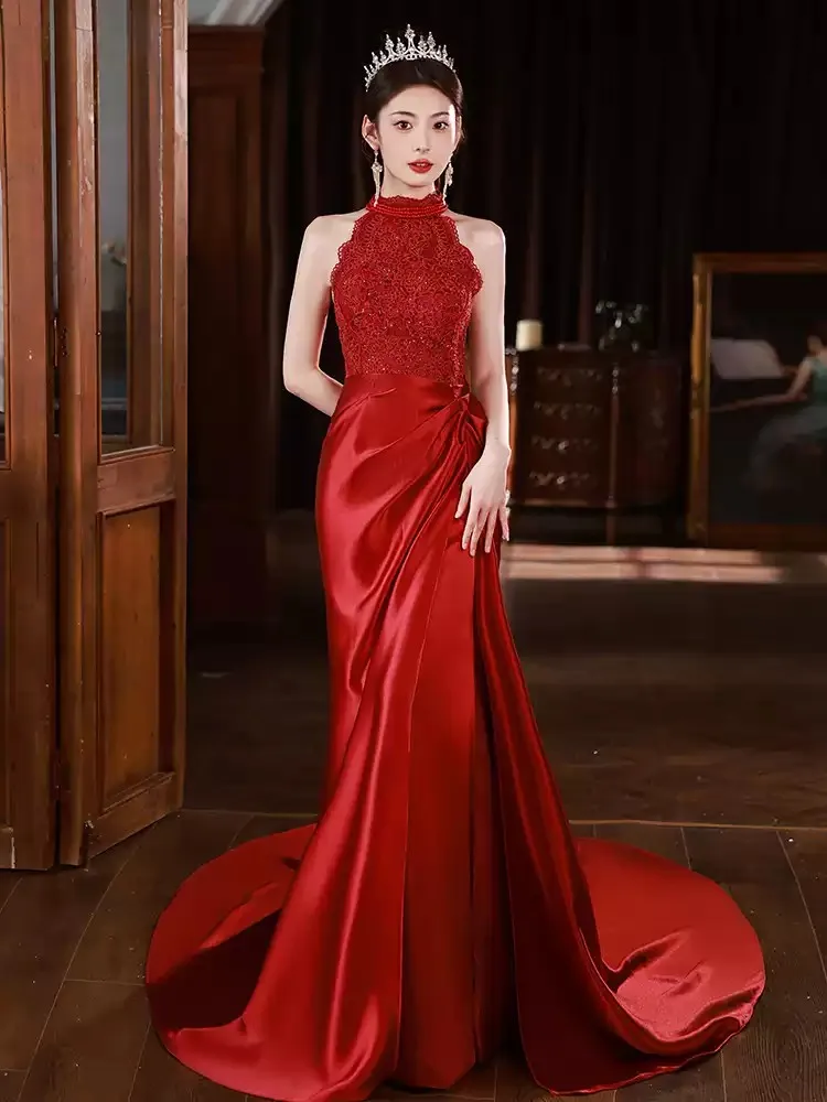 Halter Dark Red Eve… - image