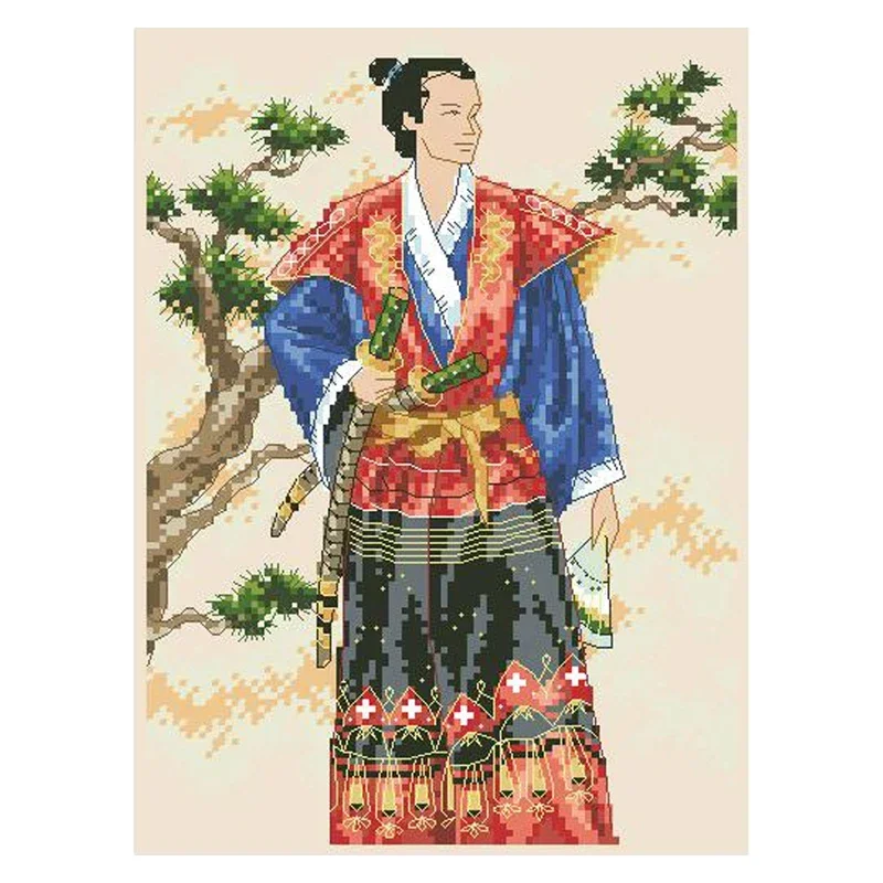 Amishop Gold Collection Popular Counted Cross Stitch Kit The Samurai Warrior Hero Man With Sword Dim 6813