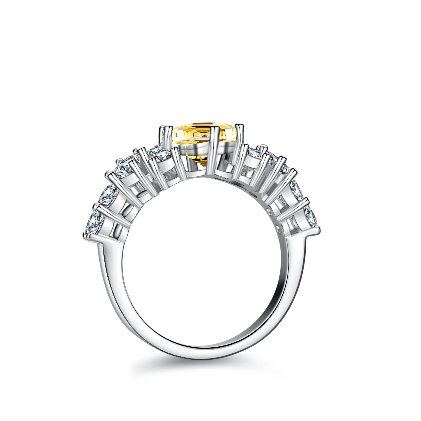 Anillo de oro de 18K para mujer, sortija cuadrada de princesa de cuatro garras, moissanita PT950, decoración de platino