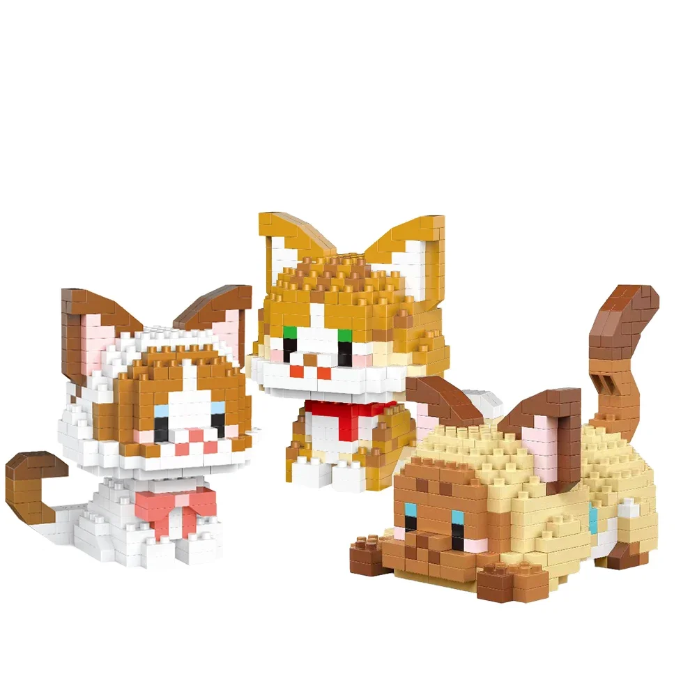 Cute Double-sided Cat Micro Mini Building Block Toy with Multiple Styles Available for Children Enthusiasts To Choose From