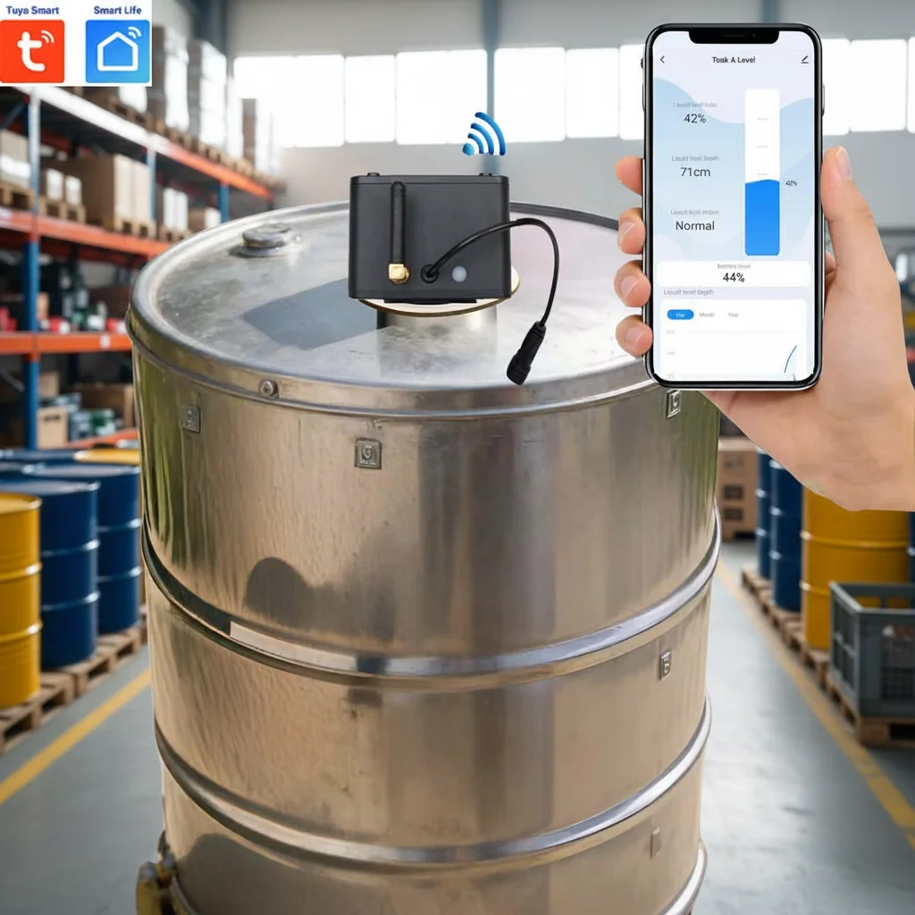 Smart Ultrasonic Liquid Level Monitor, Tuya WiFi Supported Battery‑Operated Sensor for Water Tank