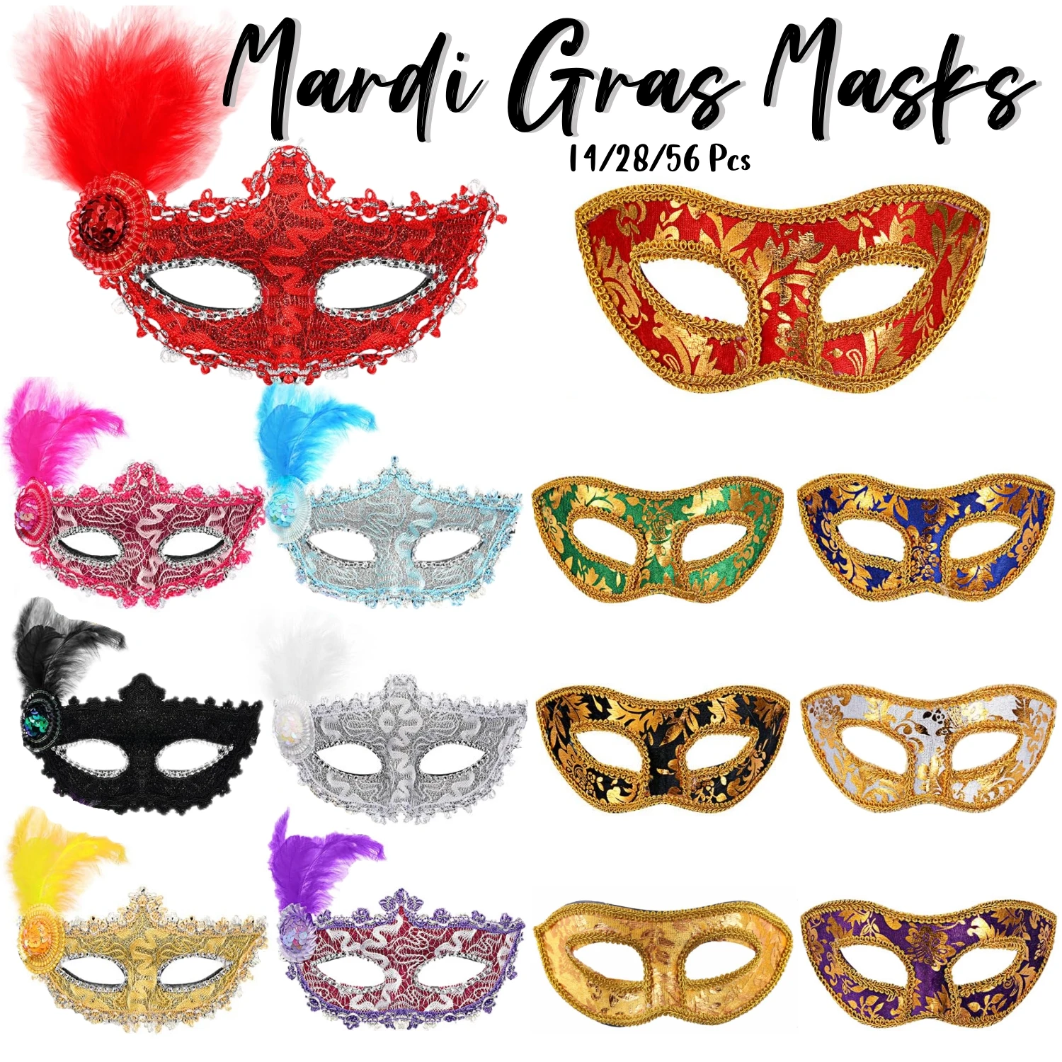 14-56pcs Mardi Gras Masks Masquerade Mask Vintage Antique Masks 14 Stlyes Venice Mask For Carnival Party Club Cosplay Favor