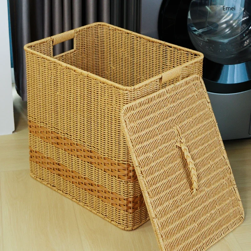 

Rattan Woven Laundry Basket Large Capacity Linen Basket Clothing Storage Sundries Toy Book Tissue Storage Basket