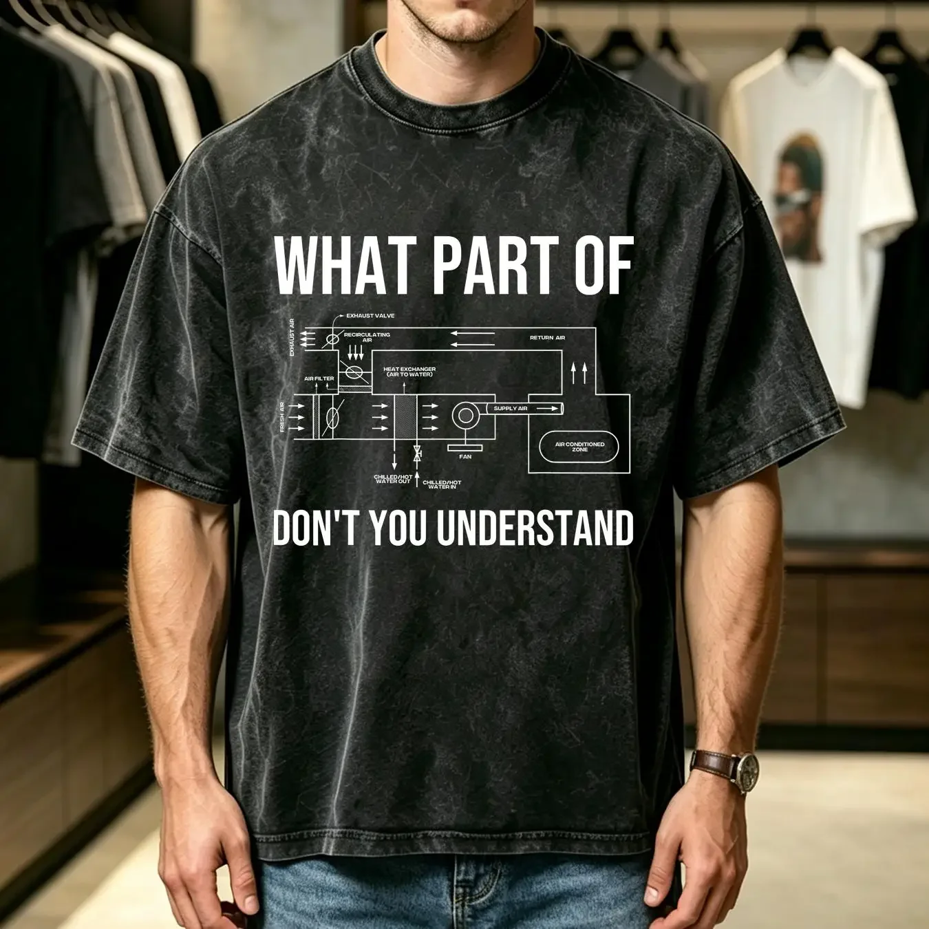 washed T Shirt NEW LIMITED Funny HVAC Design Installer Engineers S 3XL vintage Washed streetwear Stylish Top For Everyday Wear