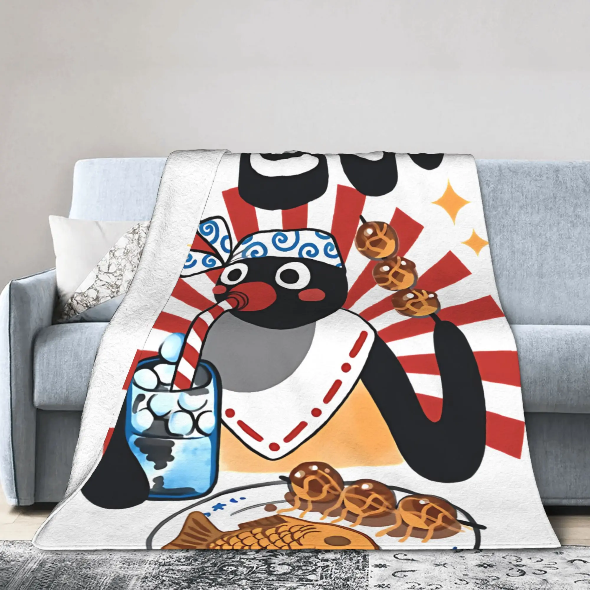 

Pingus Cute Blankets Super Warm Pattern Plush Throw Blanket For Children Bedroom Flannel Bedspread Bed Cover