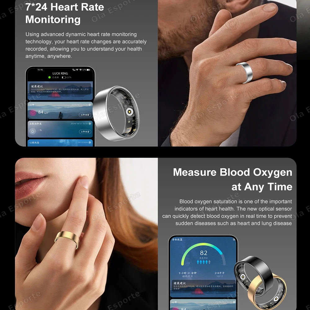 2025 New For Xiaomi Smart Ring Heart Rate and Blood Oxygen Monitoring Rings For Man 10ATM Waterproof Multi-sport Modes Smartring